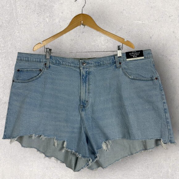 NWT Abercrombie Fitch 90s Relaxed Cutoff High Rise Shorts Size 22 / 36 Denim NEW - Picture 1 of 15
